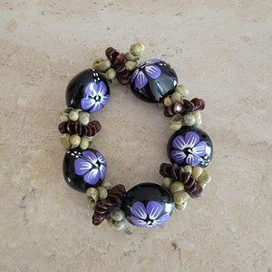 Hawaiian Kukui Nut Nut Seed Flower Stretch Bracelet